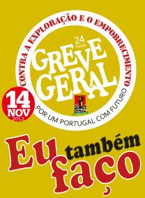 Greve Geral - autocolante de apoio à Greve Geral de 14 de Novembro de 2012 - "Eu também faço".