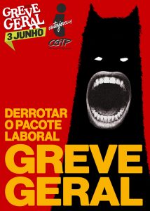 Greve Geral - autocolante da Interjovem/CGTP-IN de apoio à Greve Geral de 3 de Junho de 2026.